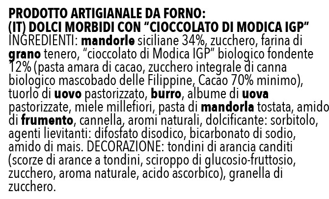 Cantucci al Cioccolato di Modica IGP ingredienti
