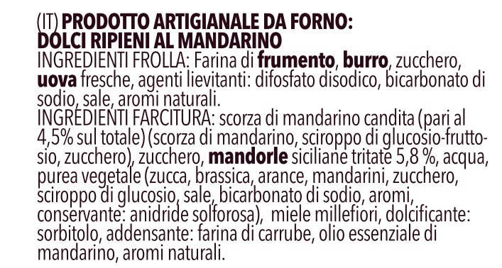 Dolcini al mandarino e mandorle ingredienti